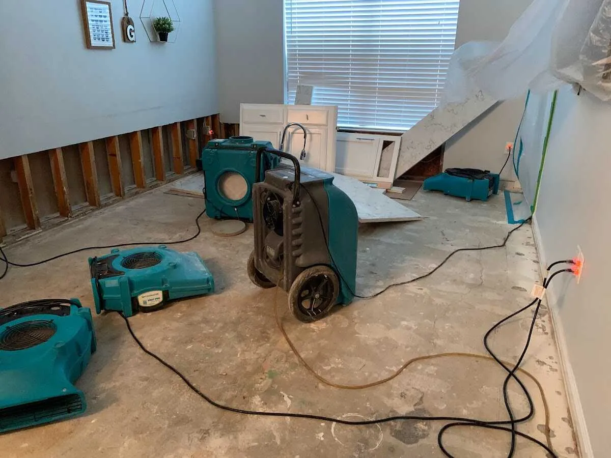 Dehumidifier in flood-cut room for Water Damage Restoration in Stonecrest